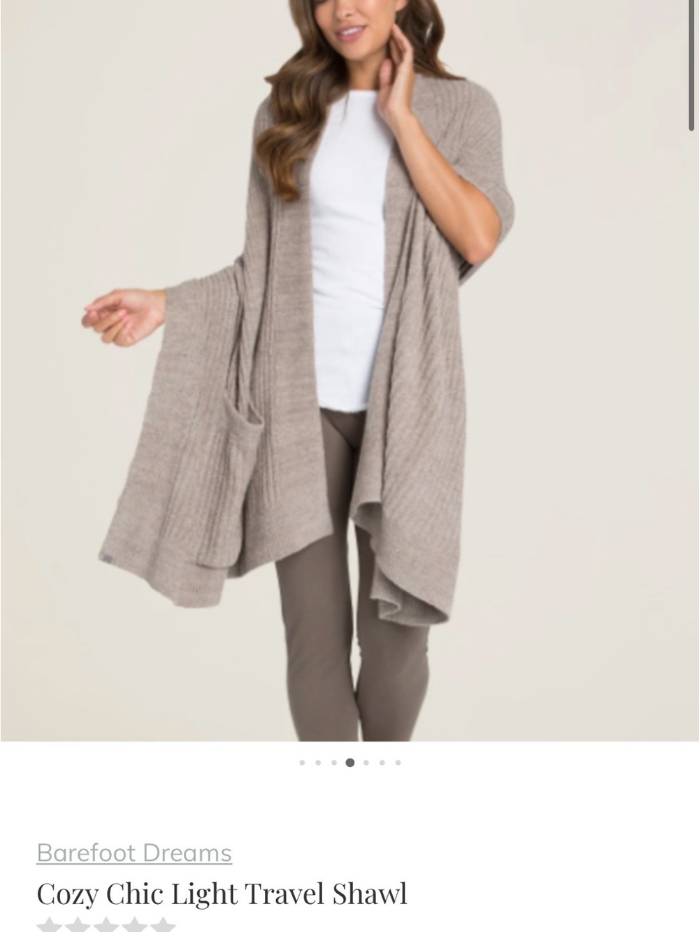 Barefoot Dreams Taupe Open-Front Travel Shawl with Pocket